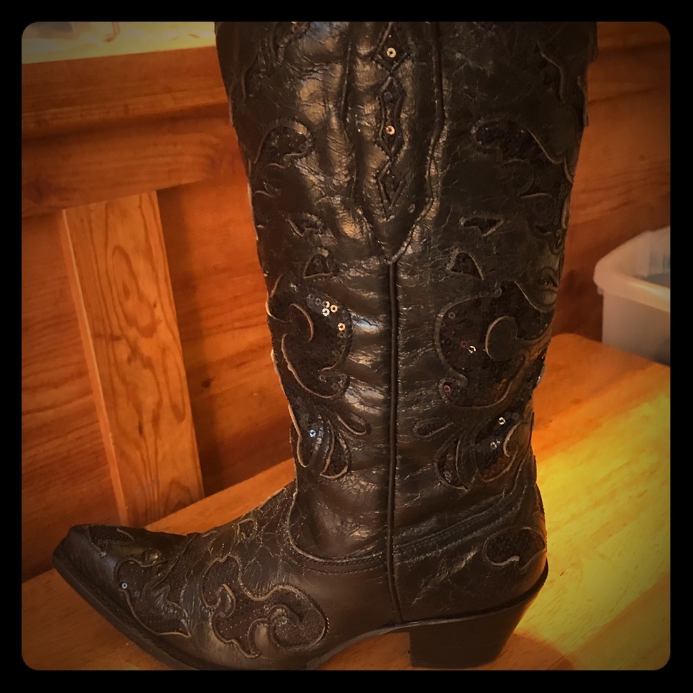 Sexy Corral Black Sequin Inlay Boots